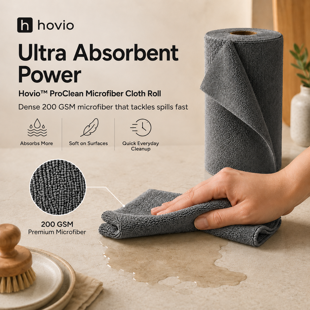 Hovio™ ProClean Microfiber Cloth Roll