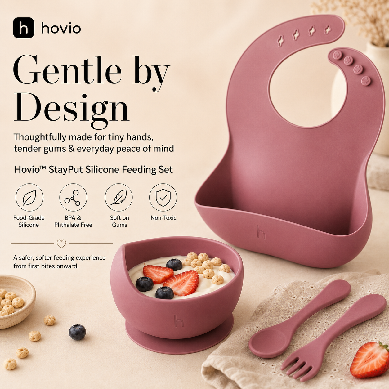 Hovio™ StayPut Silicone Feeding Set